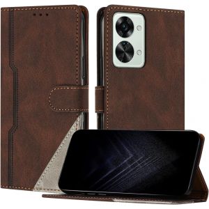 Kal-Étui Pour Oneplus Nord 2t, Housse En Cuir Pu Avec [Protection Antichoc Tpu] [Fonction Support] [Porte-Cartes ] Antichoc Magnétique Coque Pour Oneplus Nord 2t - Marron - Neuf