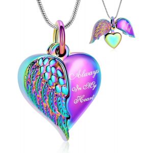 Tianyi-Collier Urne En Forme D'aile D'ange En Forme De Coeur Pour Cendres Pour Femme Et Homme - Neuf