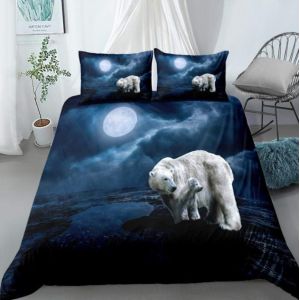 Ensemble Housse De Couette Xcm D Imprim&iquest;&iquest; Lune Ours Polaire Pi&iquest;&iquest;Ces Parure De Lit Microfibre Housse De Couette Avec Fermeture &iquest;&iquest; Glissi&iquest;&iquest;Re Et Taies D'o - Neuf