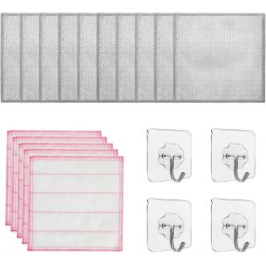 KGABERY-Torchon De Nettoyage Fil D'Acier,15 Pièces,Résistant Aux Rayures,Polyvalent,Facile À Nettoyer Et À Ranger,Convient Pour Cuisinière,Four,Extérieur,Argenté - Neuf