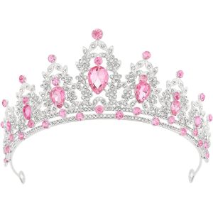Kalvd-Couronne D'anniversaire Pour Femmes Tiare De Cristal Pour Filles Accessoires De Cheveux Tiare De Mariage Couronne De Princesse Pailletée Serre-Tête De Fête Diadèmes Pour Femme - Neuf