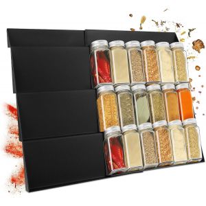 KALANKA-Rangement Epices Cuisine Tiroir, 2PCS Range Epices Cuisine Tiroir 39 x 30 cm, Escalier &agrave; Trois Niveaux, pour Plan de Travail, Armoire - Neuf