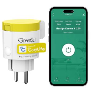 Prise Connect&eacute;e Etanche Alexa - Prise Connect&eacute;e WIFI CozyLife App Prise Connect&eacute;e Alexa Smartthings Prise Connect&eacute;e Wifi Mesure Consommation Prise Minuteur IP44 Jaune 2.4G - Neuf