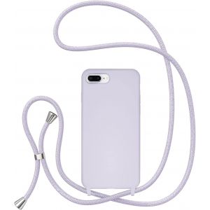Cordon de Coque pour iPhone 7 Plus/iPhone 8 Plus, ?tui en Silicone Liquide avec Charge sans Fil, R&iquest;&iquest;glable Lanyard Case Bandouli&iquest;&iquest;re D&iquest;&iquest;tachable TPU Bumper Cover Housse de Protection - Lavande - Neuf