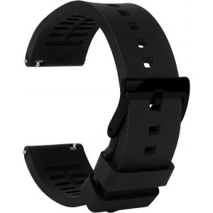 KALANKA-Bracelet Montre Silicone - Noir D&eacute;gagement Rapide Intelligente Bracelets pour Homme Femme - Souple Caoutchouc Watch Strap Connect&eacute;e Boucle Replacement - 18mm 19mm 20mm 21mm 22mm 24mm - Neuf