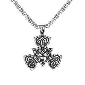 Nouveau Rétro Style Nordique Pendentif N?ud Celtique Symbole Culturel Acier Inoxydable Titane Acier Collier Mode Homme - Neuf