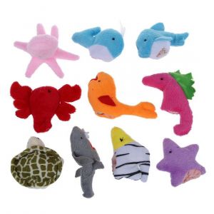 Ensemble de 10 marionnettes &iquest;&iquest; doigts en velours repr&iquest;&iquest;sentant des animaux marins. Tissu en velours doux pour enfants. Jouet &iquest;&iquest;ducatif. - Neuf