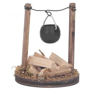 Bricolage maison de poup&eacute;e chemin&eacute;e bois Miniature maison de poup&eacute;e four po&ecirc;le Cooking Pot Decor - Neuf