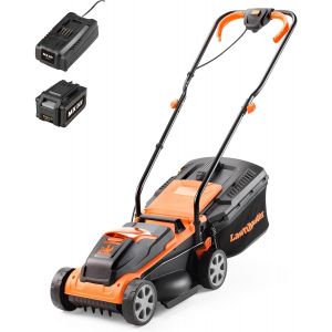 MEVRONISSHOP-LawnMaster CLM2432K Tondeuse &agrave; Gazon Faucille sans Fil 24 V 32 cm Largeur de Coupe, 150 m&sup2;, Hauteur de Coupe 25-65 mm, avec Batterie 4,0 Ah + Chargeur - Neuf