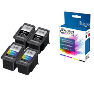 PREMIUM CARTOUCHE - 4 Cartouche compatible pour CANON 540XL (x2) + 541XL (x2) Noir + Couleur Canon Pixma MG 2100 Series MG 2250 MG 3100 Series MG 315 - Neuf