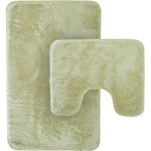 Kal-Lot De 2 Tapis De Bain Extra Doux - Super Absorbants, Antidérapants En Peluche Pour Salle De Bain Et Wc Pour Un Confort Ultime Et Facile D'entretien (Vert Sauge) - Neuf