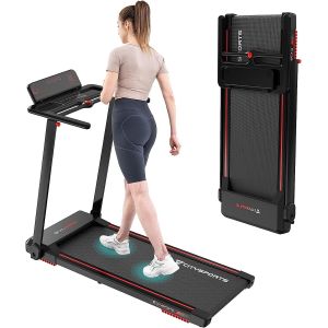 Chenquansarl-Tapis De Course,Tapis Roulant Pliable 12 Km/H,Avec Affichage Led,App Et 360° Tablet Holder,Walking Pad Compact Pour La Maison Et Le Bureau(Black&red) - Neuf