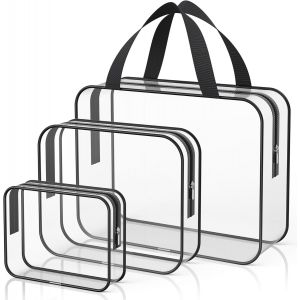 KALANKA-3PCS Trousse de Toilette Transparente, Kit de Voyage pour l¿Avion, Trousse Maquillage, Trousse de Toilette Femme Homme - Neuf