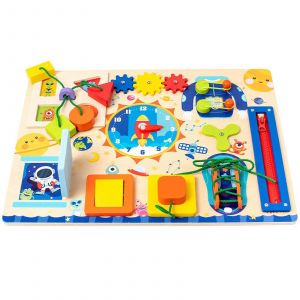 Jouet De Tableau D'activités Pour L'éducation Sensorielle De Bébé, Planches D'activités, Déverrouillage Du Nouage Des Lacets, Jouet D'apprentissage Des Compétences De Vie De Base - Neuf