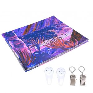 Tapisserie murale d&eacute;corative &agrave; lumi&egrave;re noire avec accessoires,motif plan&egrave;te r&eacute;active aux UV,tissu bross&eacute; GTXK(282),150 x 130 cm - Neuf