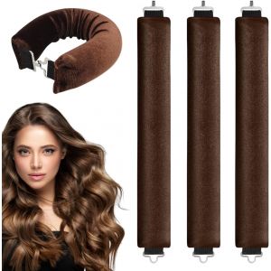 KAL-Pièces Bigoudis Cheveux,Bigoudis Sans Chaleur, Pour La Nuit,Bouclé Sans Chaleur Coiffure,Cheveux Long Avec Crochet, Pour Grandes Boucles Outils De Coiffure Bricolage(Brun) - Neuf