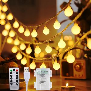Kal-Guirlande Lumineuse 3 En 1, Alimentation 3 En 1, 13 M, 100 Led, Batterie Extérieure/Usb, 8 Modes Et Fonction Minuterie, Idéale Pour Balcon, Éclairage De Fête, Chambre, Camping, Mariage, Tente De - Neuf
