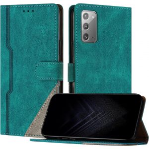 KAL-&Eacute;tui Pour Samsung Galaxy Note 20, Housse En Cuir Pu Avec [Protection Antichoc Tpu] [Fonction Support] [Porte-Cartes ] Antichoc Magn&eacute;tique Coque Pour Galaxy Note 20 - Vert - Neuf