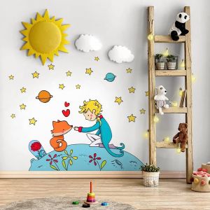 Eryi-- R00132 Autocollants Muraux Enfant Écologique Et Hypoallergénique Effet Tissu Doux Repositionnables Le Petit Prince Décoration Bébé Nouveau Pépinière Adhésif Papier Peint - 100x30 Cm - Neuf