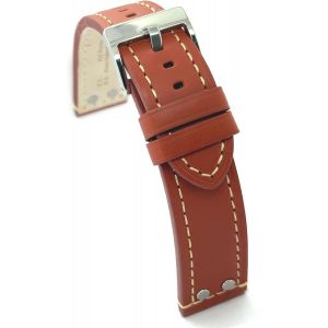 Eryi-Bracelet Cuir Veau Huilé Style Aviateur Pilote Flieger Avec Rivets U2013 Tailles 18mm 20mm 22mm 24mm U2013 Noir Marron Foncé Marron Clair U2013 Design Sportif Classique 381 - Neuf