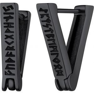 Tianyi-Viking Homme Boucle D'oreille Runes Nordiques En Acier Inoxydable/Argent 925, Créole Petit Anneau Celtique Piercing Pour Oreille Percée - Neuf