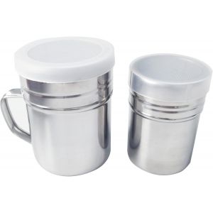 Cmws-2 Pi&egrave;ces Arroseur De Sucre En Poudre, Avec Couvercle Shaker De Sucre En Poudre, Shaker De Farine, Shaker De Poudre En Acier Inoxydable, Tamis &Agrave; Farine, Pour La Maison, Restaurant, Ext&eacute;rieur - Neuf