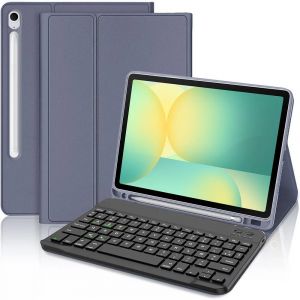 Coque Clavier pour Samsung Galaxy Tab S10 FE / S9 FE - Cuir Synth&eacute;tique Violet avec Clavier Bluetooth - E.F.Connection - Neuf