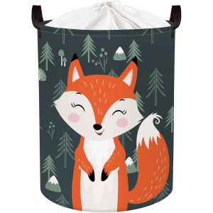 MEVRONISSHOP-Paniere a Linge Sale Bleu avec des Renard Roux pour Enfant Panier Rangement Grand pour Gar&ccedil;ons Fille pour Jouets V&ecirc;tements, Renard, 40x50 cm - Neuf