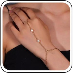 Kal-Boho Perle Bracelet De Doigt Or Bracelet D'esclave Vintage Anneau Bracelet De Poignet Anneau De Perle Bracelet De Chaîne De Main Bijoux De Chaîne Pour Les Femmes Et Les Filles - Neuf