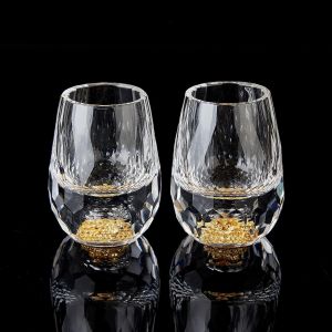 Ytfhg-Verres À Shot En Diamant 4cl(45ml), Ensemble De Verres À Liqueur En Cristal, Décorés D'or 24 Carats, Tasses À Liqueur Luxueuses Et Mignonnes, Sans Bpa Ni Plomb, Cadeau Parfait - 2 Pièces - Neuf
