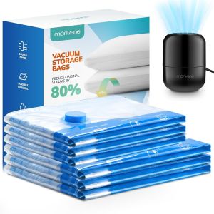 TZF-Pompe &Eacute;lectrique et Sac Sous Vide 6 Pack - 3XL 80x100cm 3L 60x80cm, Housse de Rangement Sous Vide Aspirateur pour V&ecirc;tements, Couettes, Matelas - Neuf