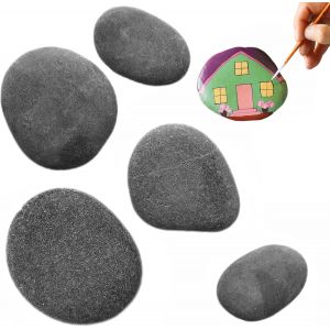 Mevronisshop-Syiyunran Galets &Agrave; Peindre Les Pierres - Noir, 5 Pi&egrave;ces, Pour Le Bricolage Art Et Cr&eacute;ativit&eacute; Enfants D&eacute;coratives, Galet A Peinture Main Pierre De Rivi&egrave;re Lisses Peindrepierre Peindrecail - Neuf