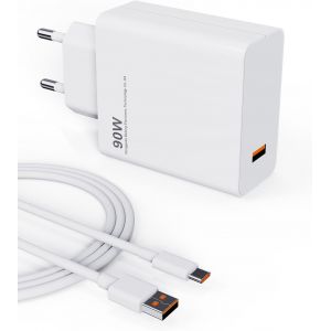 90W Chargeur Rapide Pour Xiaomi Poco X7 Pro F7 Pro F6 M7 M6 X6 X5 F5, Xiaomi 15 Ultra 15 14T 13T 13 Ultra, Redmi Note 14 13 12 11 14C, Chargeur Turbo Hypercharge Avec 6A C&acirc;ble Usb C 1,5M - Neuf