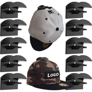 MEVRONISSHOP-Crochets de Chapeaux,10 Pcs Porte de Casquette,Adh&eacute;sifs Crochets Muraux pour Chapeaux,Mural Double Hook Porte-Chapeaux,Pour Chapeaux, &Eacute;charpes, Sacs, Serviettes, Casques (Noir) - Neuf