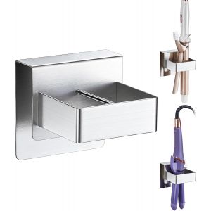 MEVRONISSHOP-Support pour lisseur, Porte Mural pour s&egrave;che-Cheveux, Support pour Fer &agrave; friser en m&eacute;tallique, Porte seche Cheveux adh&eacute;sif, pour salles de Bains, Salons de Coiffure et coiffeuses (&iquest;Argen - Neuf