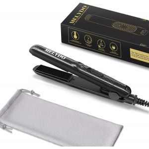 Kal-Mini Lisseur Cheveux Court, Portable Voyage Mini Lisseur Pour Cheveux Courts/Frange, 210°C, Double Tension, Chauffage Rapide, Céramique Fer A Lisser Et Bigoudi 2 En 1 - Neuf