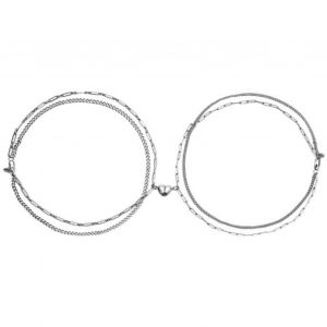 Bracelet Couple Avec Pendentif Demi-Cour Double Couche Personnalise Delicat En Acier Titane Anti-Decoloration Chaine De Main Reglable - Neuf
