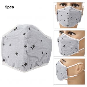 Hjlian Lot De 5 Masques Buccaux Antibuee Et Anti-Poussiere Pour Enfants, Lavables Et Respirants, Gris - Neuf