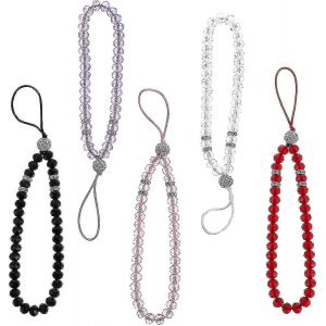 Lani&egrave;res De T&eacute;l&eacute;phone Antid&eacute;rapantes Perles De Cristal Main Dragonne Cha&icirc;ne Courte T&eacute;l&eacute;phone Fournitures Cristal T&eacute;l&eacute;phone Portable Cha&icirc;ne Pendentif (5pcs) - Neuf