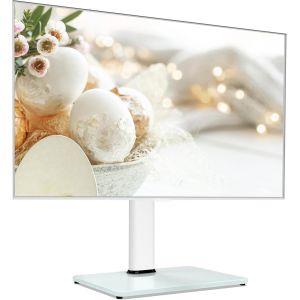 Support Tv Sur Pied De 32 À 65 Pouces Pivotant 80°,Pied Tv Universel 4 Réglages En Hauteur Avec Base En Verre Trempé Jusqu'À 40Kg, Vesa 600X400 Mm - Neuf