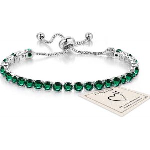 Bracelet Argent Tennis Flash 5a Zircon Cristal Bracelet R&eacute;glable Bracelet Avec Carte Cadeau Pour Amis M&egrave;re Femme - Neuf