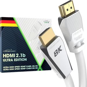 Eryi-U2013 Câble 8k Hdmi 2.1, Édition Certifiée Gamer U2013 1 M (8k@60hz, Ultra High Speed/48g Pour 10k, 8k Ou 144 Hz Ultra Rapide En 4k, Optimal Pour Ps5/Xbox Et Gaming Pc, Moniteur/Tv, Blanc) - Neuf