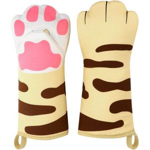 Gants de cuisine amusants, accessoires de cuisine, gants de cuisine résistants à la chaleur, cadeaux pour amoureux des chats, 1 paire - Neuf