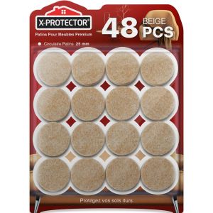 Patins en Feutre Auto-Adhésifs 48 PCS 25 mm-Patins pour Meubles Beige-Patin Meuble Premium-Patin Feutre Autocollant-Patins Glisseurs pour Meubles-Protégez Vos Sols! - Neuf