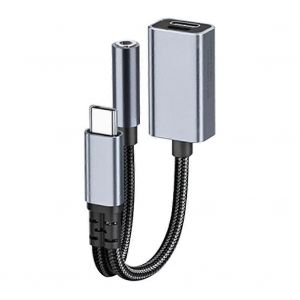Adaptateur audio auxiliaire USB C 3en1 vers 3,5 mm/Type-C/IOS gris - Neuf