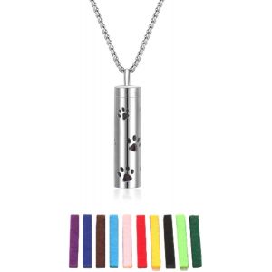 Kal-Collier D'huiles Essentielles Pour Femmes, Collier Pendentif D'aromathérapie En Acier Inoxydable Avec 10 Tampons En Feutre, Cadeau De Bijoux D'huiles Essentielles Pour Femmes Et Hommes (C) - Neuf