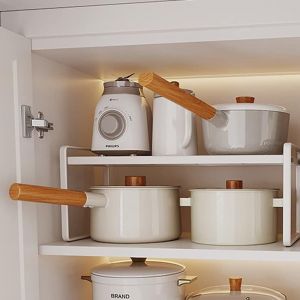 Mevronisshop-Tag&egrave;re De Rangement En M&eacute;tal,&Eacute;tag&egrave;re De Cuisine Avec Tapis Antid&eacute;rapant,Organiseurs De Placards,Pour Placard De Cuisine/Salle De Bain/Comptoirs/Ustensiles (Blanc) - Neuf