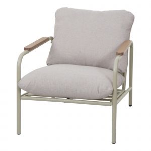 Fauteuil De Jardin Confortable Structure Tubulaire Moderne En Aluminium Vert Clair Avec Coussins Beige 04_0009596 - Neuf