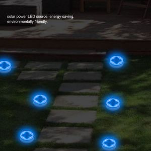 Hjlian Lampe Solaire Enterree Etanche A 4 Led Pour Jardin Exterieur (Bleue Avec Interrupteur) - Neuf