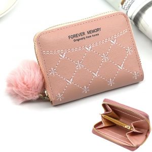 Rose Brod&eacute; porte-Monnaie pour les Femmes, les Petits Pliable en Cuir Femme porte Monnaie avec de l'argent ID Titulaire de Carte de Cr&eacute;dit, fermeture &agrave; Glissi&egrave;re porte-Monnaie Sacs - Neuf